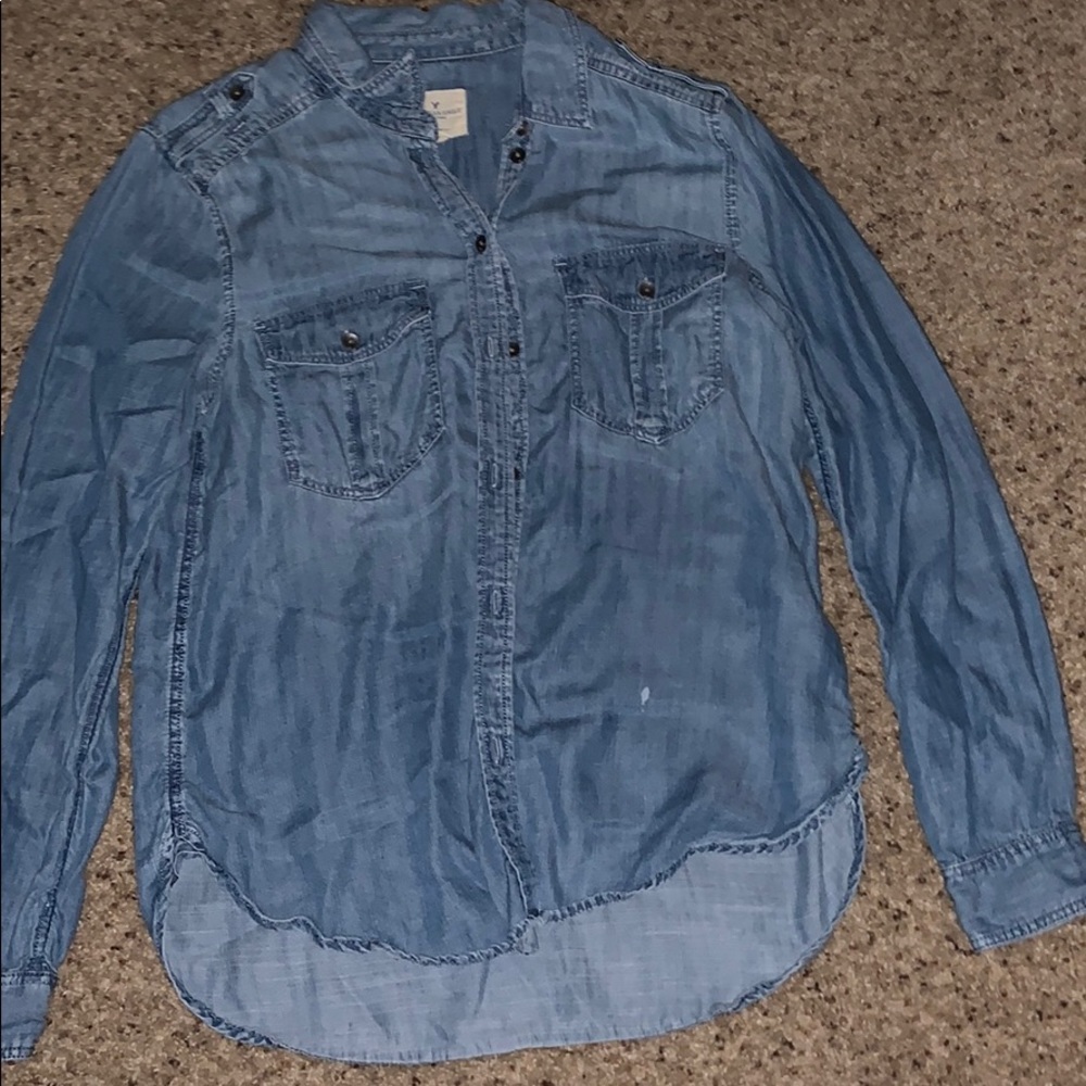 Jean button down.